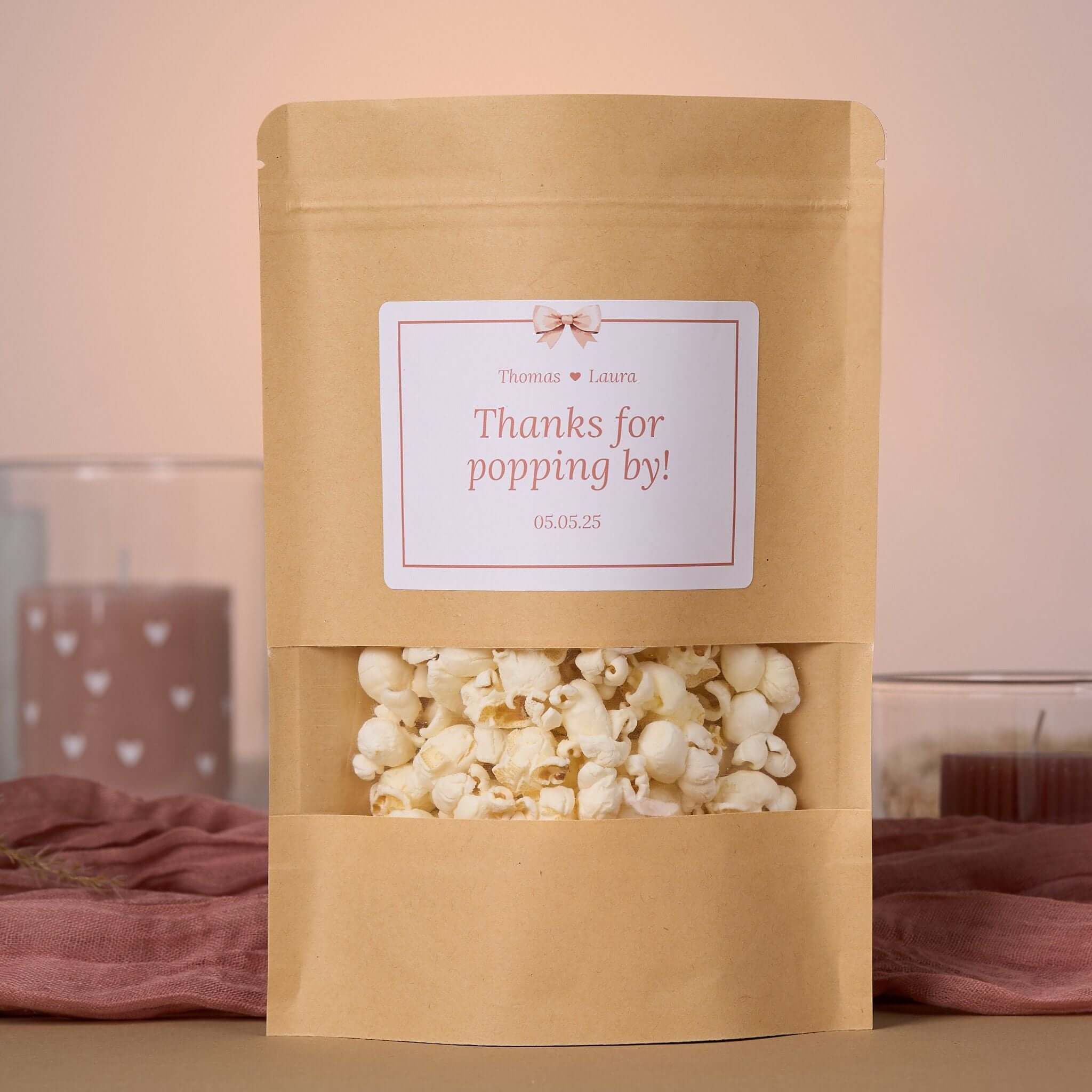 Geschenkzak voor de bruiloft gevuld met popcorn - Studio miron