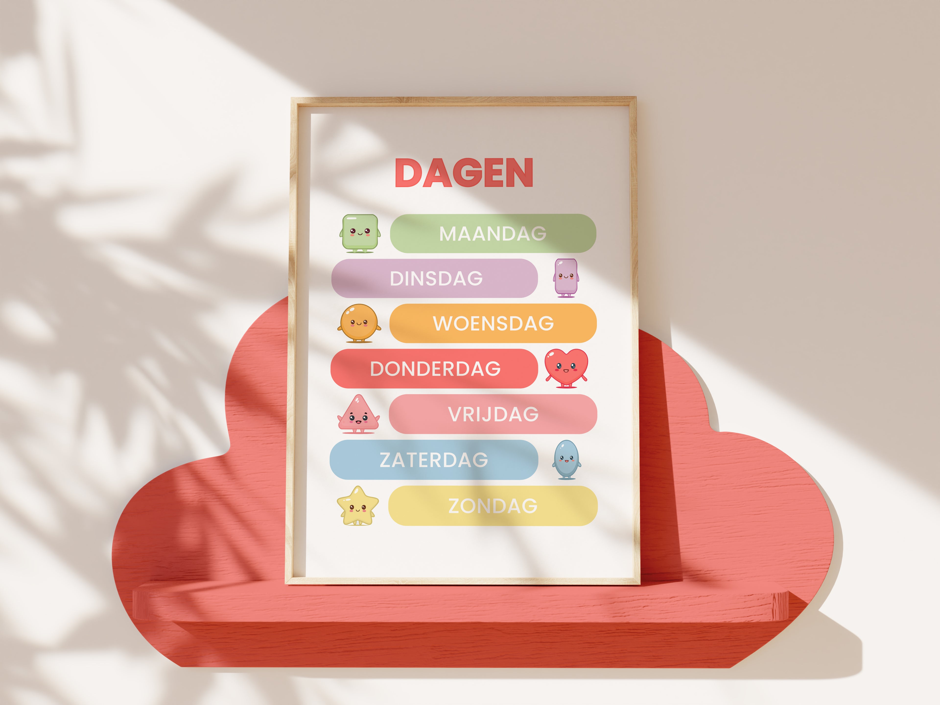 Dagen poster met Nederlandse dagen van de week in kawaii stijl – Studio Miron