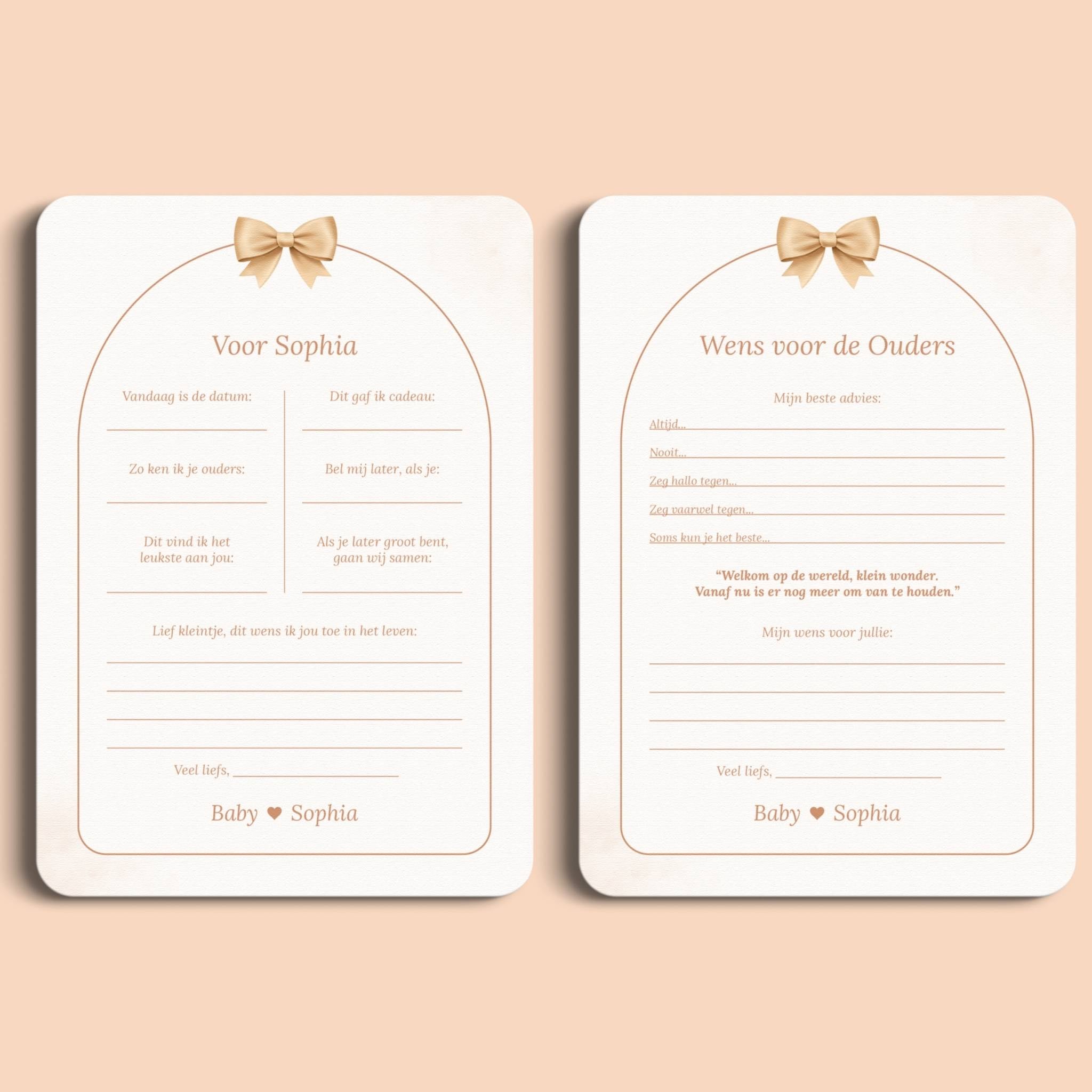 Kraamkaarten voor de baby boho beige voor en achter Studio Miron