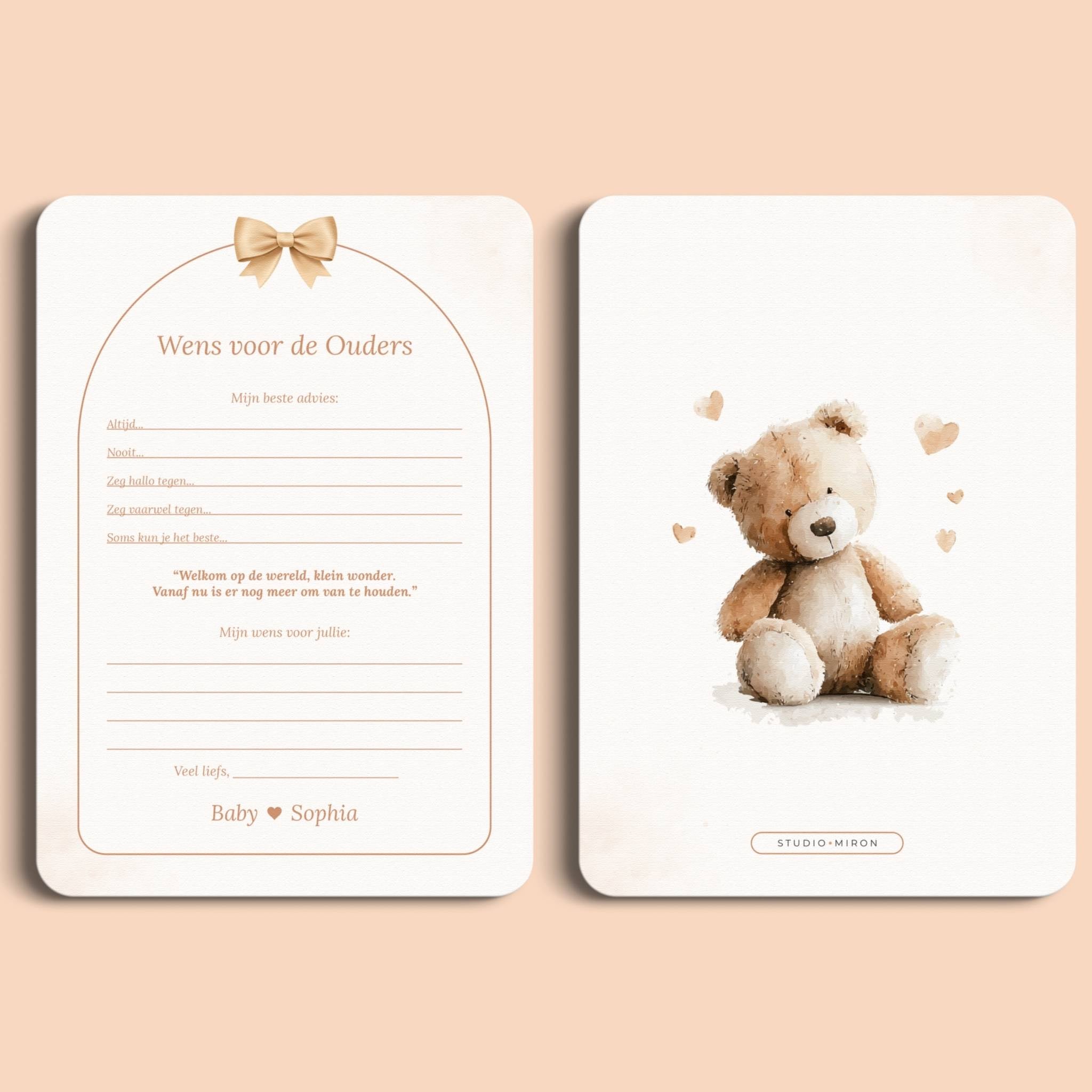 Kraamkaarten voor de ouders boho beige voor en achter Studio Miron