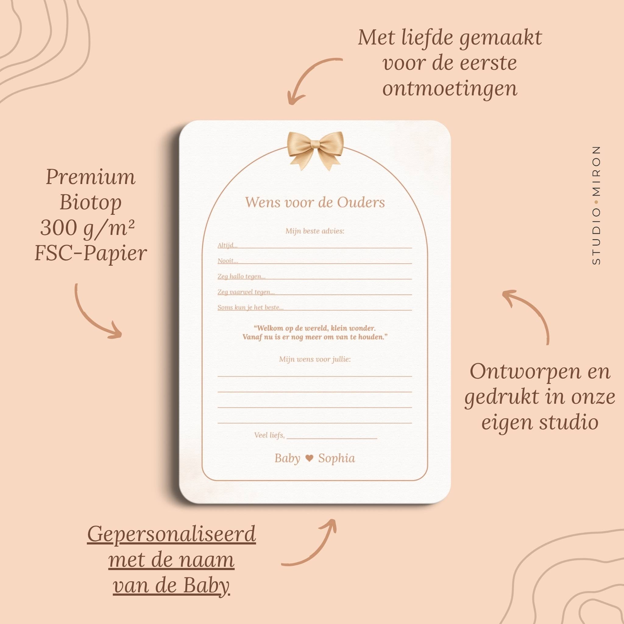 Kraamkaarten voor de ouders pluspunten boho beige Studio Miron