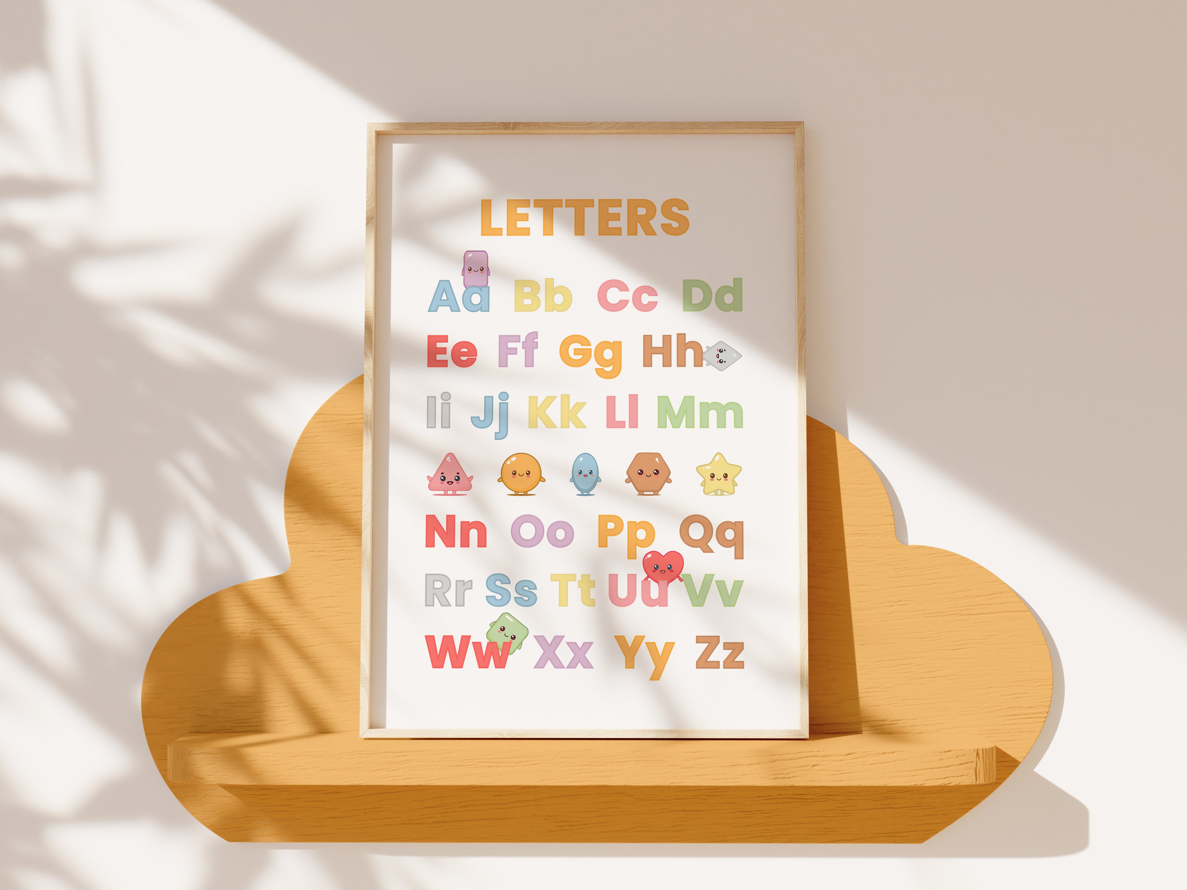 Letters poster met Nederlandse alfabet in kawaii stijl voor kinderkamer – Studio Miron