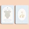 Babyshower cadeau bedankje zaadpapier rompertje gingham blauw voor en achter Studio Miron