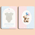 Babyshower cadeau bedankje zaadpapier rompertje gingham roze blauw voor en achter Studio Miron