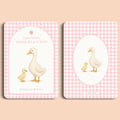 Babyshower decoratie mini welkomstbord A6 naamkaart gingham roze voor en achter Studio Miron