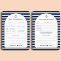 Babyshower invulkaarten Pakket in Navy Blue stijl, voor- en achterkant – Studio Miron