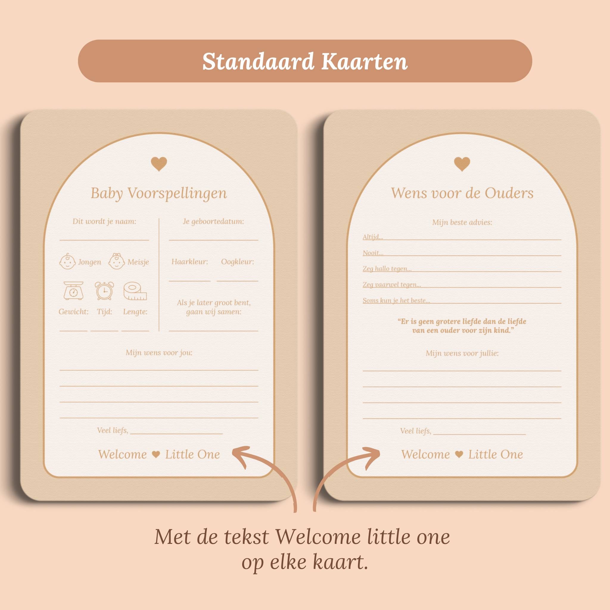 Babyshower invulkaarten set boho zand standaard voor en achter Studio Miron