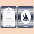 Babyshower invulkaart Wensen voor de Ouders in Navy Blue stijl, voor- en achterkant – Studio Miron