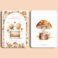 Babyshower mini welkomstbord naamkaart in Bosdieren stijl, voor- en achterkant – Studio Miron
