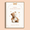 Welkomstposter Boho Beige met Beertje voor de babyshower, Studio Miron