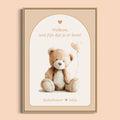 Babyshower poster welkomstposter boho zand beertje gepersonaliseerd Studio Miron