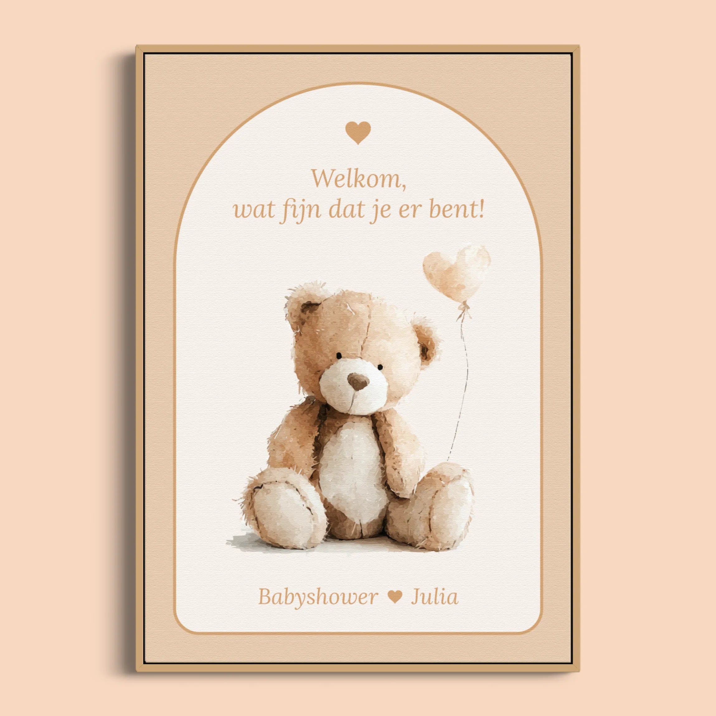 Babyshower poster welkomstposter boho zand beertje gepersonaliseerd Studio Miron