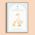 Babyshower poster welkomstposter gingham blauw gepersonaliseerd Studio Miron