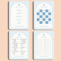 Babyshower spellenpakket 1 gingham blauw gepersonaliseerd Studio Miron