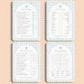 Babyshower spellenpakket 2 gingham blauw gepersonaliseerd Studio Miron