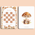 Babyshower spelkaart Baby Bingo in Bosdieren stijl, voor- en achterkant – Studio Miron