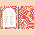 Babyshower spelkaart Baby Quiz in Flower Power stijl, voor- en achterkant – Studio Miron