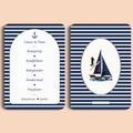 Babyshower spelkaart Guess in Time in Navy Blue stijl, voor- en achterkant – Studio Miron