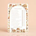 Babyshower spelkaart Mama of Papa in Bosdieren stijl, gepersonaliseerd met naam – Studio Miron