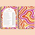 Babyshower spelkaart Mama of Papa in Flower Power stijl, voor- en achterkant – Studio Miron