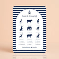 Babyshower spelkaart Raad de Draagtijd in Navy Blue stijl, gepersonaliseerd met naam – Studio Miron