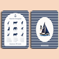 Babyshower spelkaart Raad de Draagtijd in Navy Blue stijl, voor- en achterkant – Studio Miron