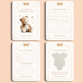 Babyshower Starterspakket in Boho Strik stijl, inclusief invulkaarten, cadeau en welkomstposter gepersonaliseerd met naam – Studio Miron