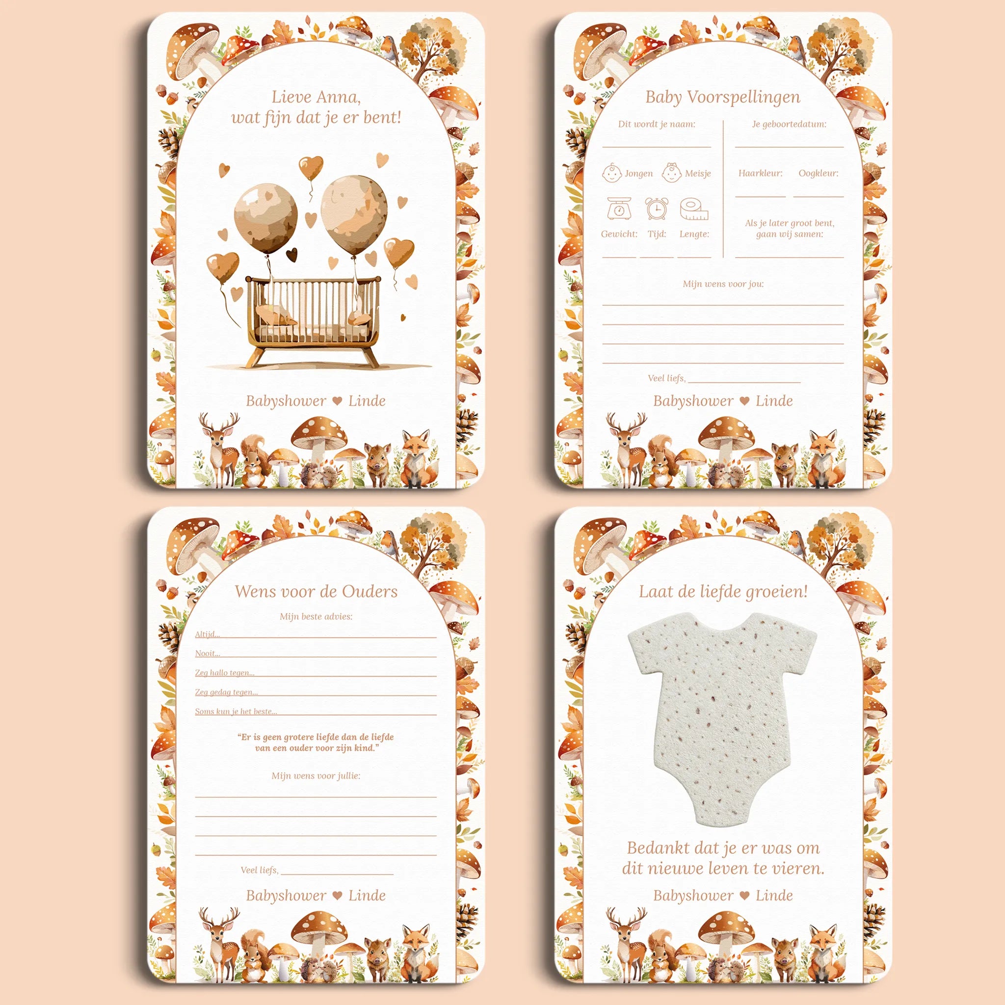Babyshower starterspakket bosdieren gepersonaliseerd Studio Miron