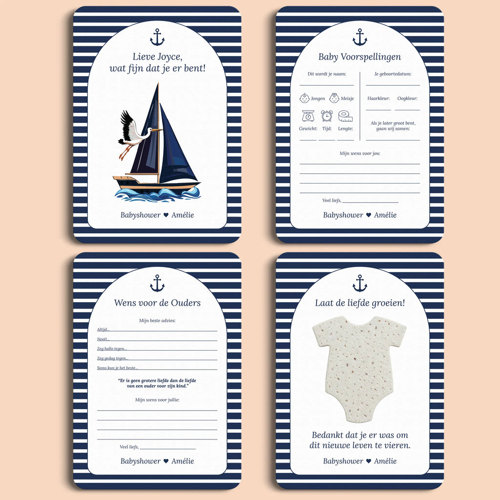 Babyshower starterspakket navy blue gepersonaliseerd Studio Miron