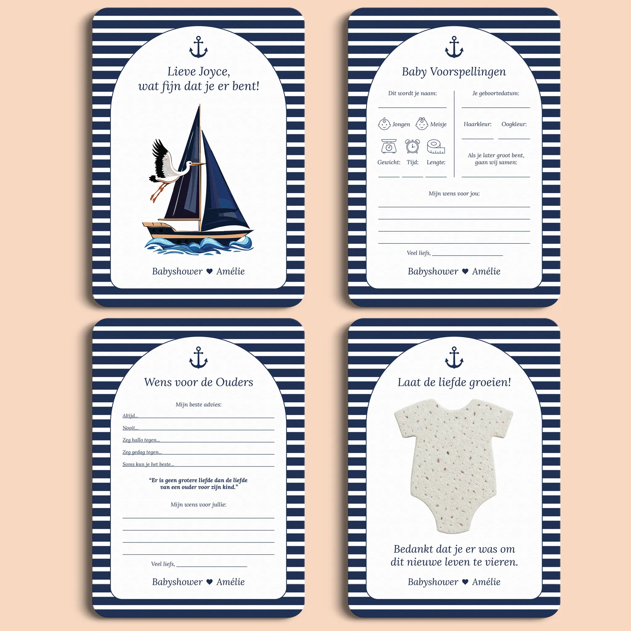 Babyshower starterspakket navy blue gepersonaliseerd Studio Miron